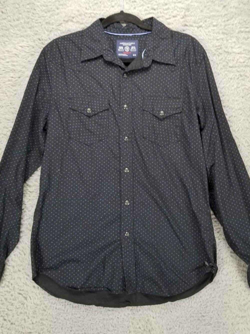American Eagle Outfitters Shirt Mens Medium Black Cotton Long Sleeve Vintage Fit